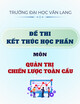 Đề thi kết thúc học phần học kì 2 môn Quản trị chiến lược toàn cầu năm 2024-2025 có đáp án