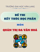 Đề thi kết thúc học phần môn Quản trị đa văn hoá năm 2024-2025